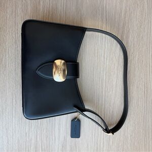 Coach Eliza Black Leather Shoulder Bag